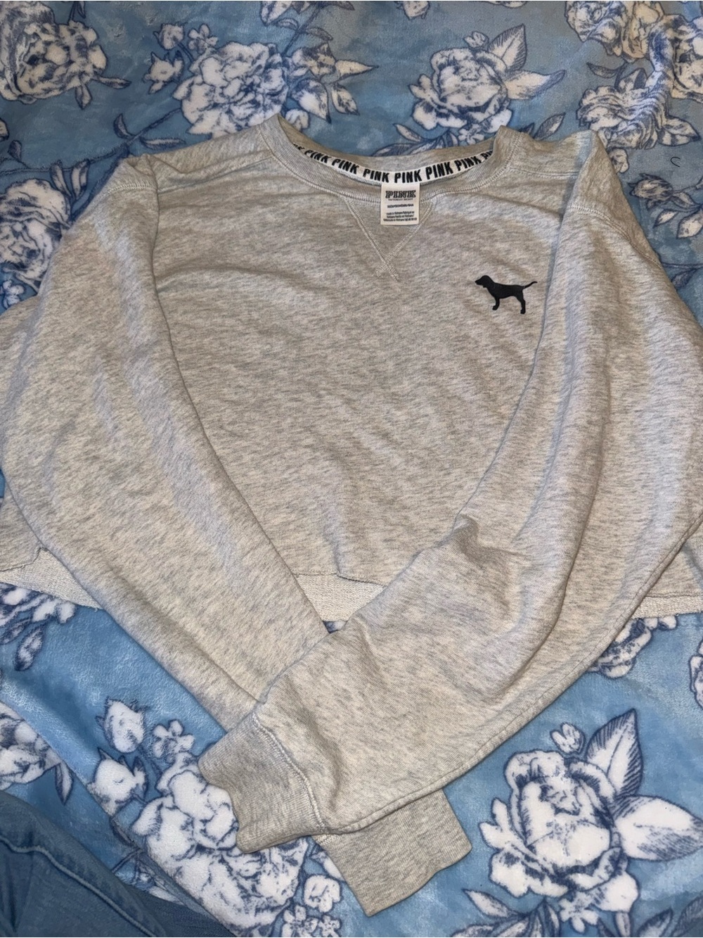 PINK by Victoria's Secret Gray Logo cropped Sweatshirt xs